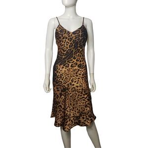 FOREVER 21 Leopard Print Spaghetti Strap Slip Dress Womens Size Medium